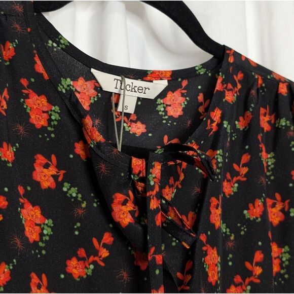 Tucker NYC Juliette Dress Mariposa in Crepe de Chine Silk Midi Floral - Picture 4 of 11